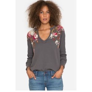 Johnny Was Embroidered Grey Chrys Long Sleeve Neck Thermal